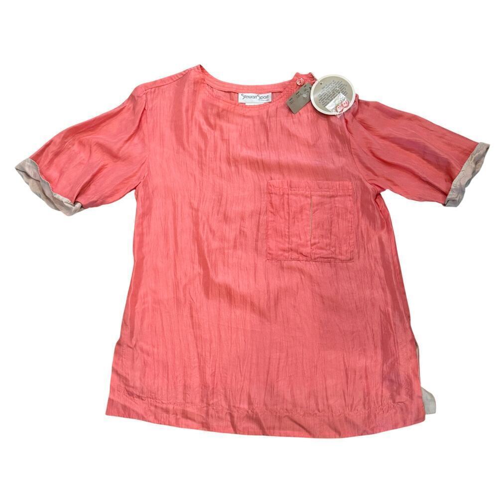 Vintage Deadstock Stewart Sport Coral Pink Shirt Washable Silk Small Luxury